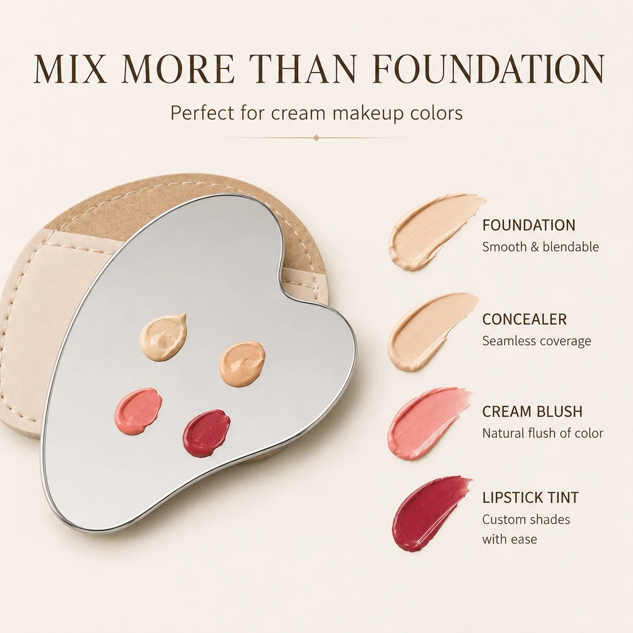 Beauty Makeup Foundation - Heart Shaped Stainless Steel Makeup Mixing