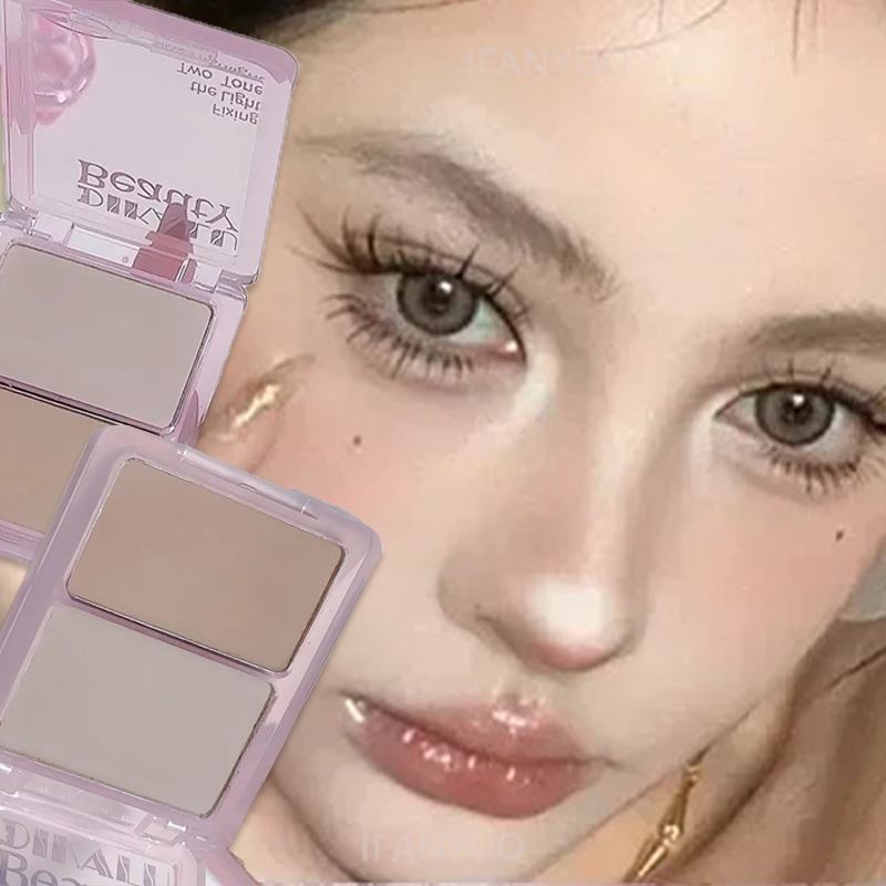 Highlighter Bronzer Palette - Two-tone Highlight Contour Palette Matte Highlighter