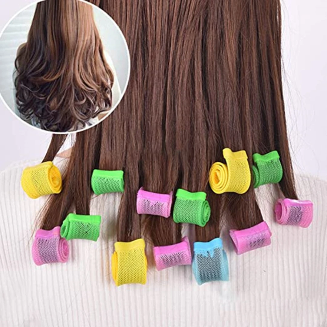Hair Curling Wand - 18pcs Heatless Hair Curlers No Heat