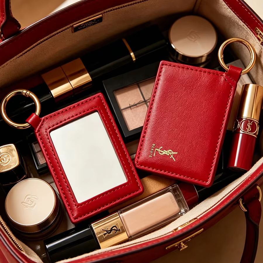 Ysl Beauty Makeup - YSL Red Leather Square Mini Pocket