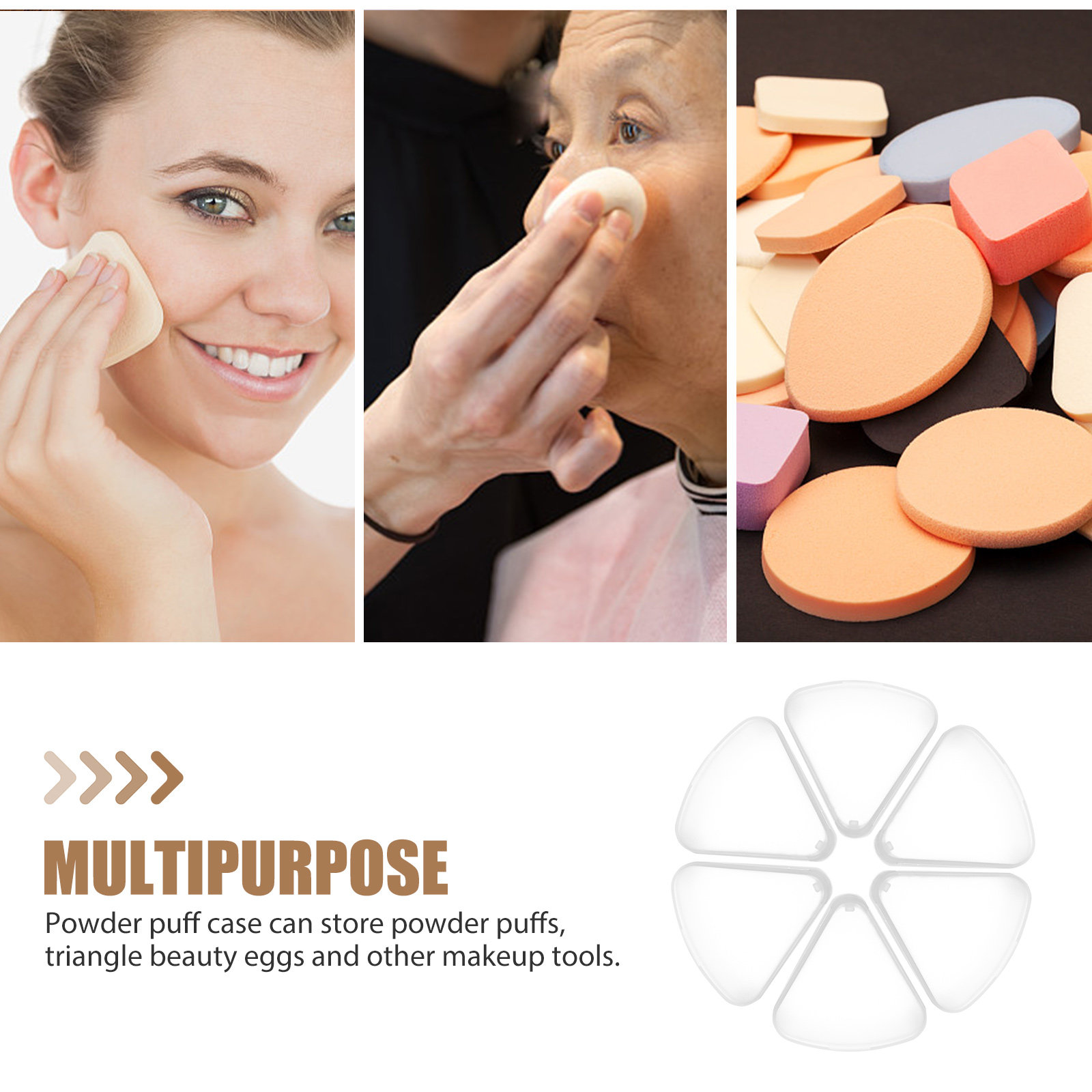 6Pcs Triangle Powder Puff Case - Beauty Makeup Case ulasan dan harga