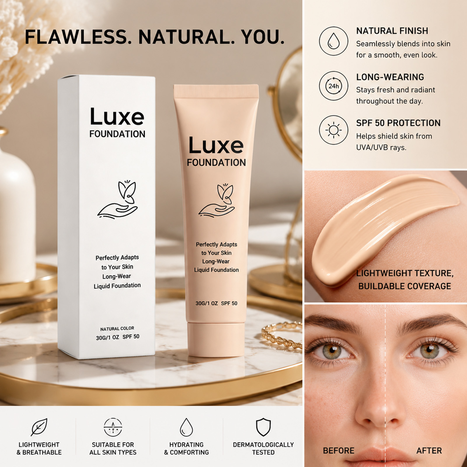 SPF 50+ Color Changing Foundat - Beauty Makeup Foundation ulasan dan harga