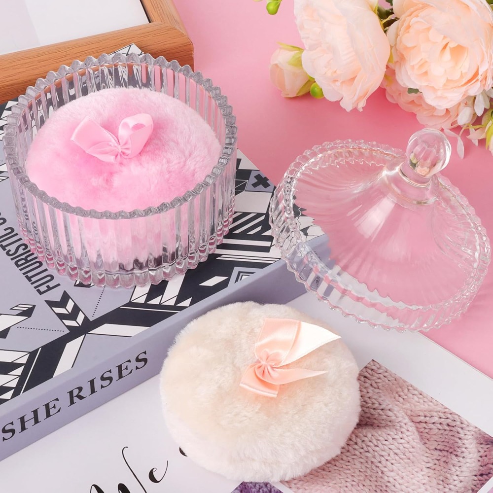 Powder Puff with Glass Storage - Beauty Makeup Gift Sets ulasan dan harga