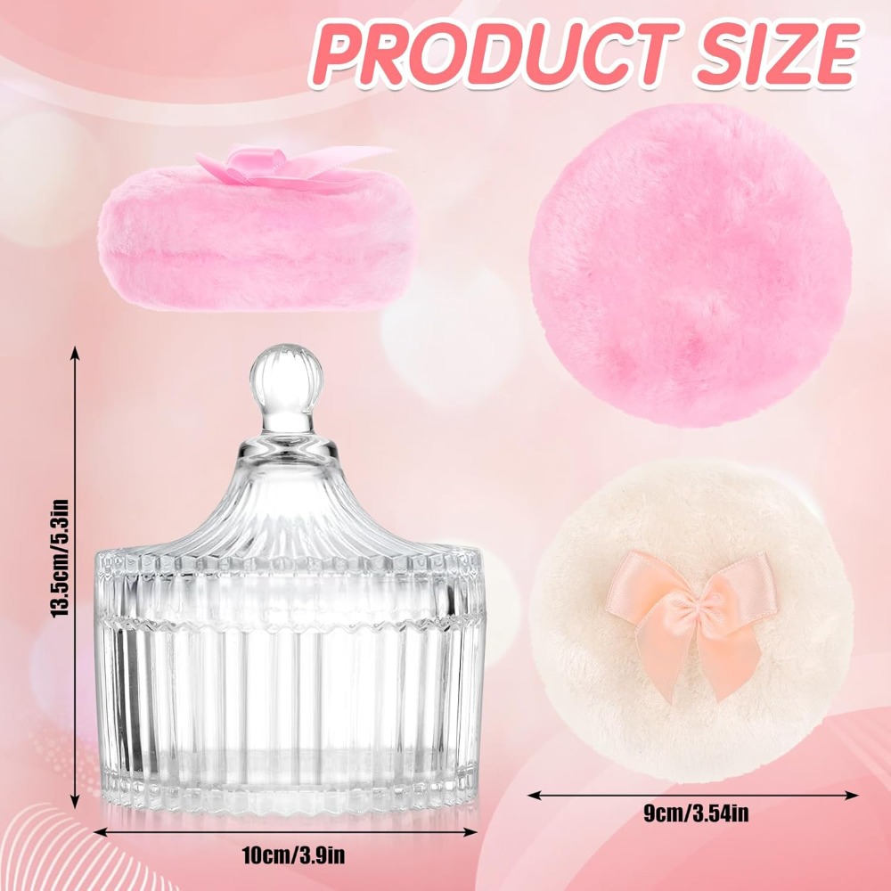 Powder Puff with Glass Storage - Beauty Makeup Gift Sets ulasan dan harga