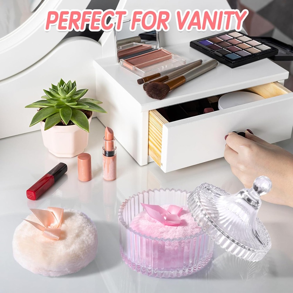 Powder Puff with Glass Storage - Beauty Makeup Gift Sets ulasan dan harga