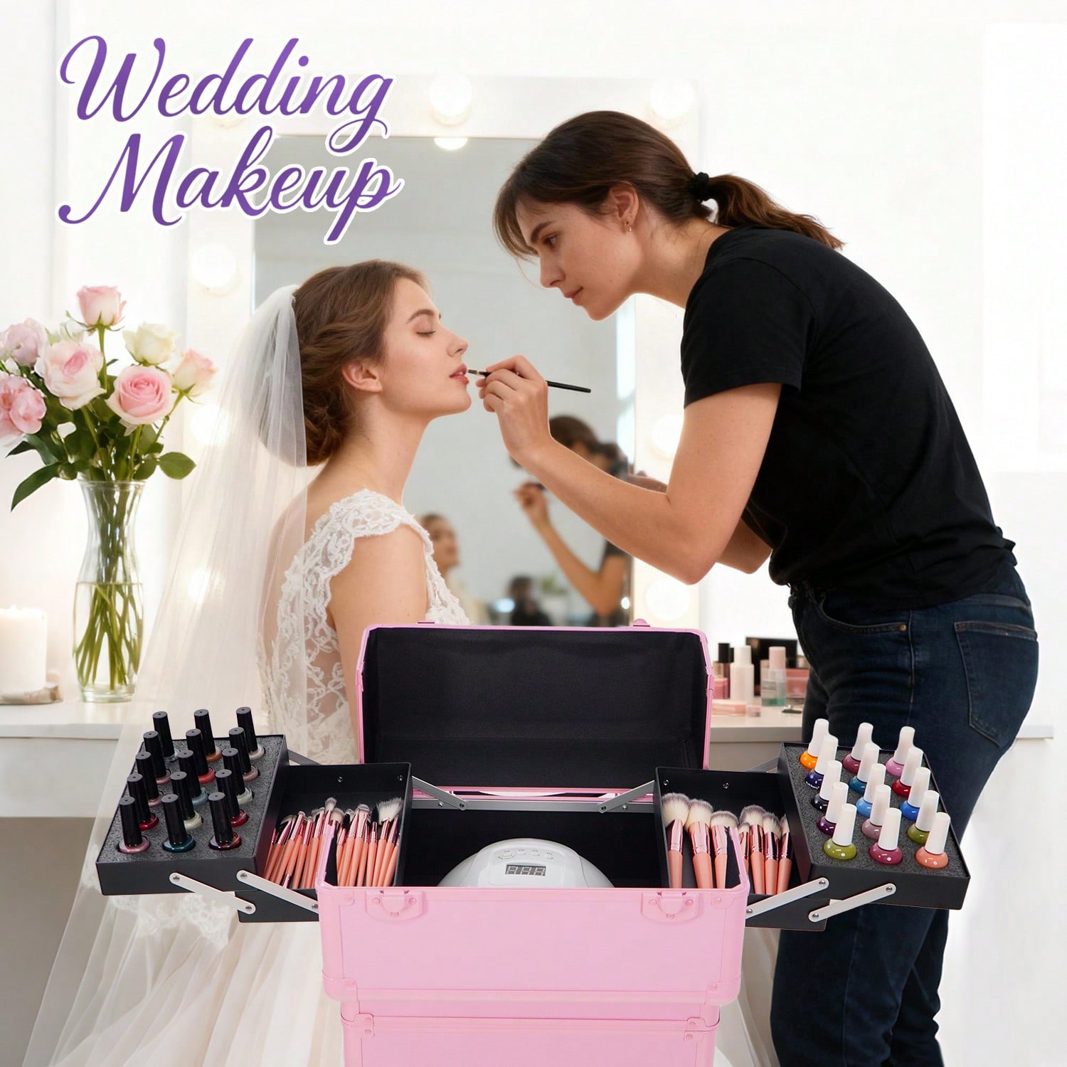 Rolling Makeup Train Case 4 in - Beauty Makeup Case ulasan dan harga