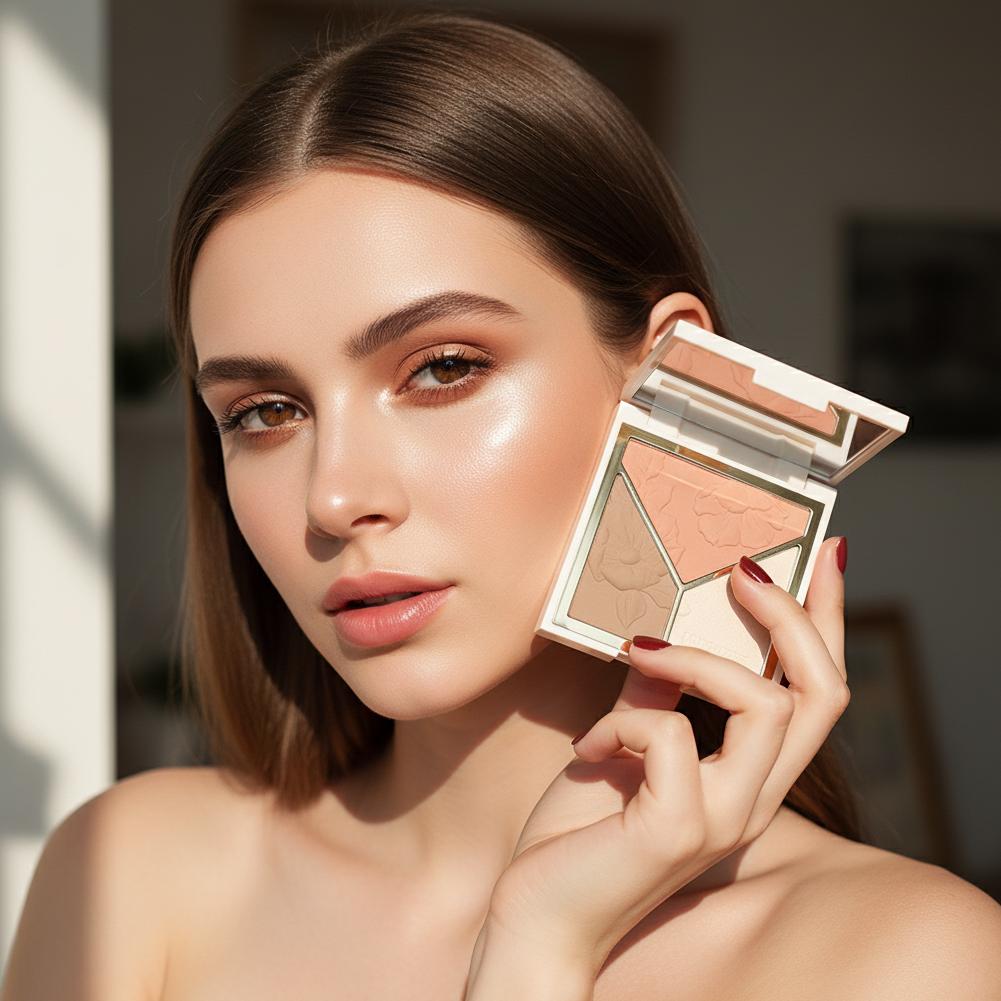 3 colors Highlight Matte Fine  - Highlighter Bronzer Palette ulasan dan harga