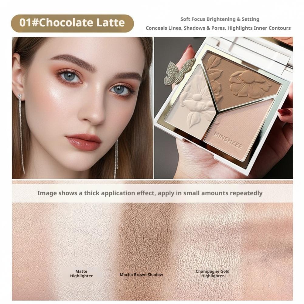 3 colors Highlight Matte Fine  - Highlighter Bronzer Palette ulasan dan harga