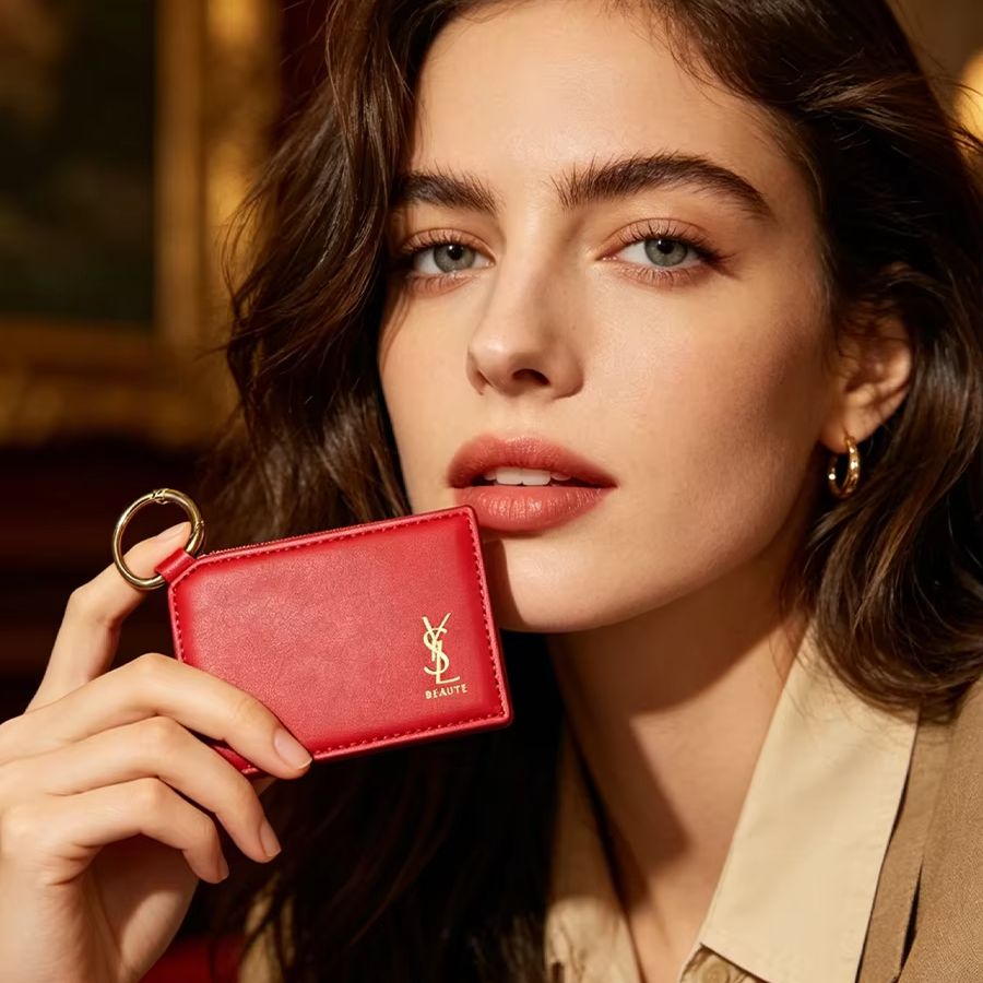 YSL Red Leather Square Mini Po - Ysl Beauty Makeup ulasan dan harga