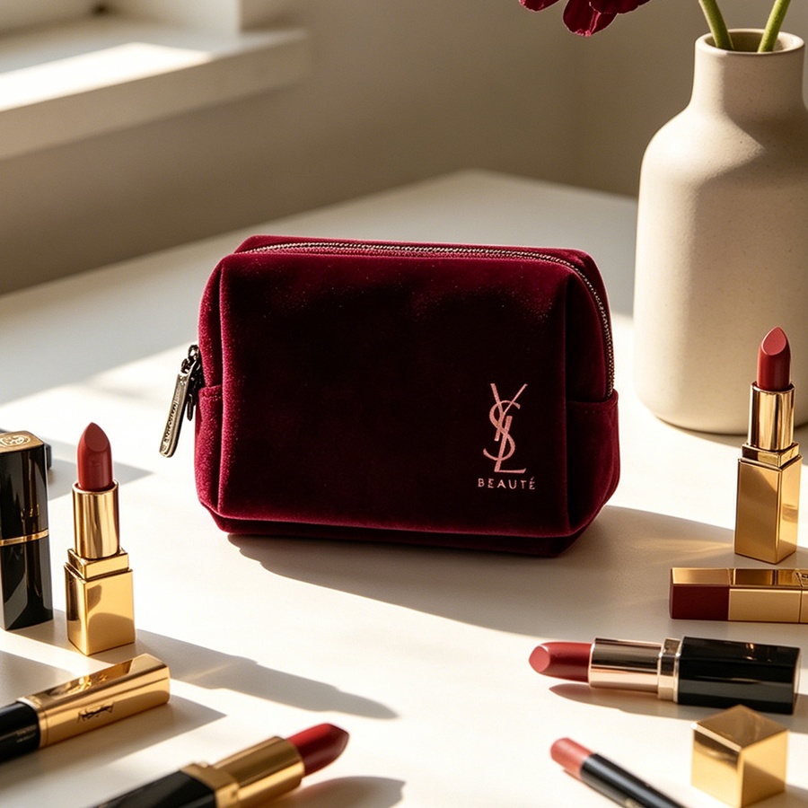 YSL’s Bag Wine Red Velvet Mini - Ysl Beauty Makeup ulasan dan harga